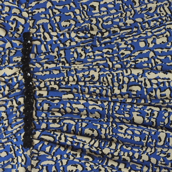 Charter Cub Faux Wrap Empire Waist Floral Sleeveless Dress LARGE Blue Black - Picture 9 of 16